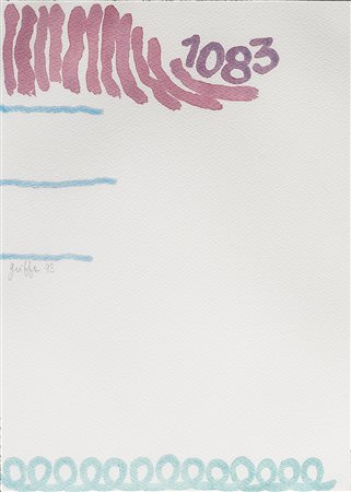 GIORGIO GRIFFA (1936)Tre linee con arabesco 1083, 1993 Acquerello su...