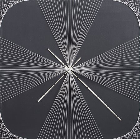 GIORGIA ZANUSO (1985)Centro su nero, 2015 Acrilici, led e filo su telaCm...