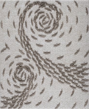 RICCARDO GUSMAROLI (1963)Vortice Cotone, 2015 Barche di carta su cotone...