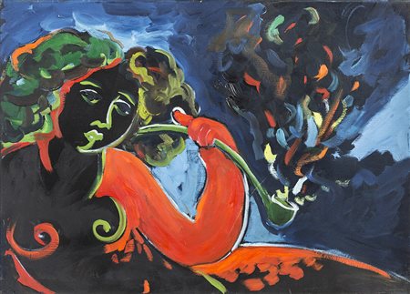 MIMMO GERMAN&Agrave; (1944-1992)Notturno, 1990 Olio su telaCm 50x70Firma,...