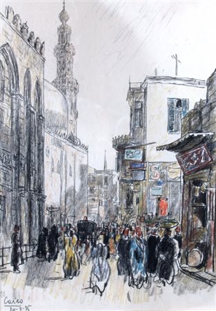 MARCHI MARIO VELLANI (Modena 1895 - Milano 1979) "Cairo" 1935 China colorata...