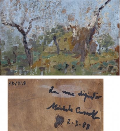 CASCELLA MICHELE (Ortona 1892 - Milano 1989) "Paesaggio con case" 1910-1912...