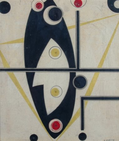 BERTINI GIANNI (Pisa 1922) "Composizione astratta" anni '50 Olio su tavola...