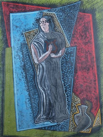 ORIANI PIPPO (Torino 1909 - Torino 1972) "Musa" 1960-1970 Encausto e graffite...