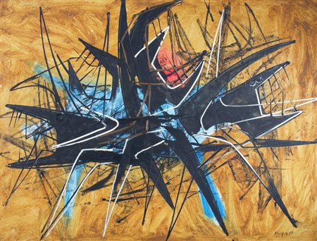 CRIPPA ROBERTO (Monza 1921 - Bresso 1972) "Animals" 1957 Olio su tela cm. H:...