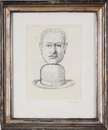 MAGRITTE RENE' (1898 - 1967) Homme au chapeau melon. 1969. Acquaforte. Cm...
