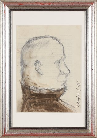 BORGIANNI GUIDO (1915 - 2011) Benito Mussolini. 1961. Tecnica mista su carta....