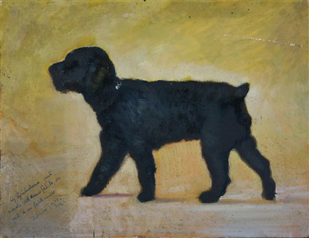 GAJONI ADRIANO (1913 - 1965) Cane. 1962. Olio su cartoncino. Cm 39,60 x 30,40...