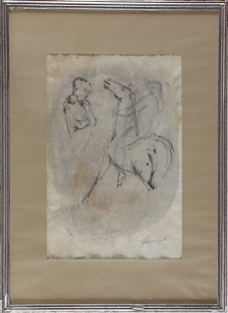 CARMINATI GIULIO Senza titolo. Pastelli su carta. Cm 50,00 x 32,00. Firma in...