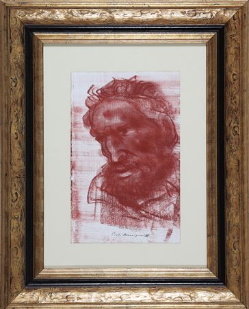 ANNIGONI PIETRO (1910 - 1988) Profilo maschile. . Sanguigna su carta . Cm...