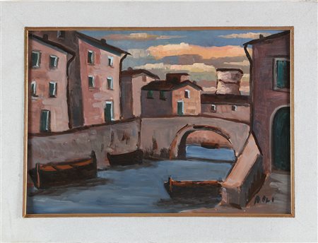 POLI EBE (1901 - 1993) Senza titolo. . Olio su masonite. Cm 50,00 x 35,00....