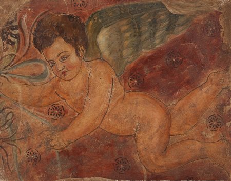 MANENTI DANILO (n. 1951) Senza titolo. 1982. Affresco su tela. Cm 66,00 x...