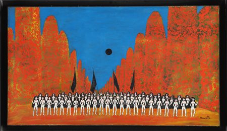 POUCETTE (1935 - 2006) Senza titolo. . Olio su tela. Cm 66,00 x 38,00. Firma...