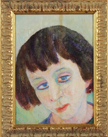 CARAMEL GIACOMO (1890 - 1988) Occhi truccati. 1936. Olio su tavola. Cm 30,00...