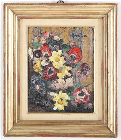 BOSIA AGOSTINO (1886 - 1962) Anemoni. Olio su tavola. Cm 18,00 x 24,00. Firma...
