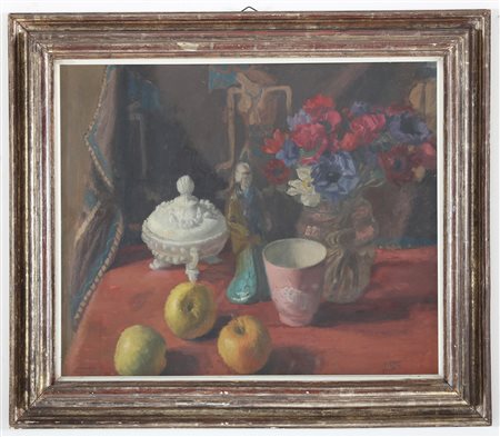MONTI PIERO (1910 - 1944) Natura morta con mele. Olio su tavola. Cm 59,00 x...