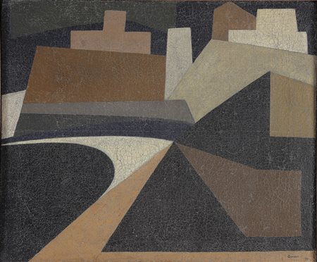 ARTISTA DEL XX SECOLO Composizione - A. 1950. Olio su tela. Cm 68,00 x 54,00....