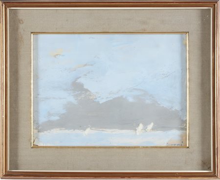 GIUNNI PIERO (1912 - 2000) Marina. 1966. Olio su tavola. Cm 40,00 x 30,00....