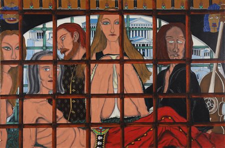 BELLODI EDOARDO (1920 - 2000) La gabbia. 1967. Olio su tela. Cm 120,00 x...