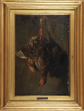 PELLICCIOTTI TITO (1871 - 1950) Pernice. Olio su cartone,. Cm 30,00 x 44,00....