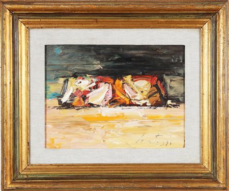 SCATIZZI SERGIO (1918 - 2009) Astratto. Olio su tavola. Cm 40,00 x 30,00....