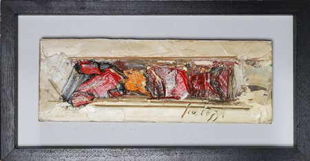 SCATIZZI SERGIO (1918 - 2009) Senza titolo. Olio su tavola. Cm 41,00 x 14,50....