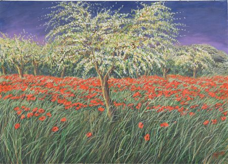 AZZINARI FRANCO (n. 1949) Vestita di bianco. 1987. Olio su tela. Cm 70,00 x...