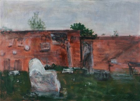 TALLONE GUIDO (1894 - 1967) La sedia di Attila. 1958. Olio su tela . Cm 50,00...