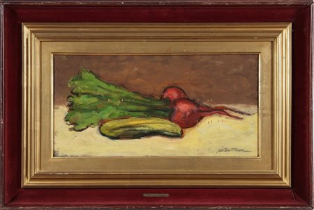 BARTOLENA GIOVANNI (1866 - 1942) Natura morta con rapanelli. Olio su tavola....