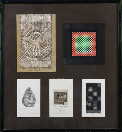 AUTORI VARI Senza titolo (n.5 opere). -. Cm 57,00 x 53,00. Lotto composto da...