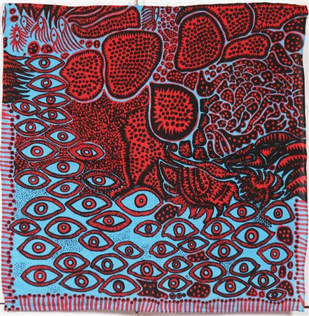 KUSAMA YAYOI (n. 1929) Eyes of mind. Stampa su cotone. Cm 40,00 x 40,00....