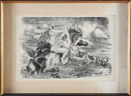 SASSU ALIGI (1912 - 2000) Senza titolo. Litografia. Cm 47,00 x 30,00. 10/46....