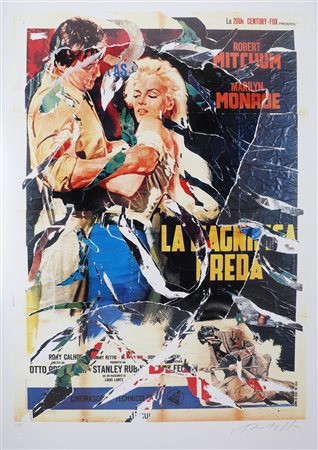 ROTELLA MIMMO (1918 - 2006) La magnifica preda. Litodecollage. Cm 70,00 x...