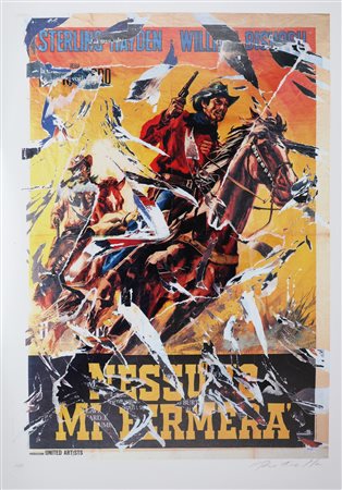 ROTELLA MIMMO (1918 - 2006) Nessuno mi fermerà. Litodecollage. Cm 70,00 x...