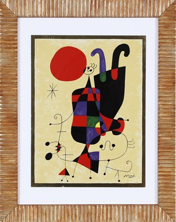 MIRO' JOAN (1893 - 1983) Figure Capovolte. litografia su metallo. Cm 24,00 x...
