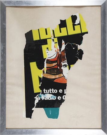 ROTELLA MIMMO (1918 - 2006) Senza titolo. Litodecollage. Cm 50,00 x 65,00....