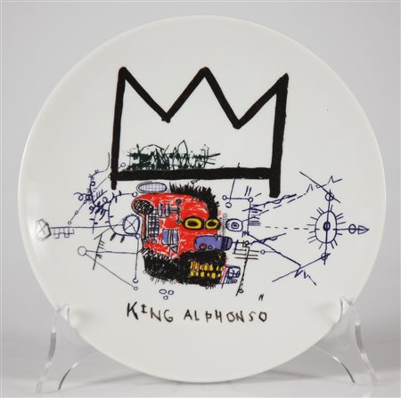BASQUIAT JEAN-MICHEL (1960 - 1988) D'APRES. King Alphonso. Porcellana. Cm...