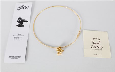 BOTERO FERNANDO (n. 1932) Collana con ciondolo raffigurante la scultura in...