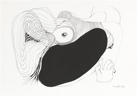 TINTERI ODO (n. 1939) Senza titolo 1. 1969. Tecnica mista su cartoncino. Cm...