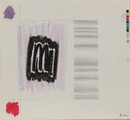 FINZI ENNIO (n. 1931) Senza titolo. Tecnica mista su carta. Cm 26,70 x 24,50....