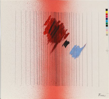 FINZI ENNIO (n. 1931) Senza titolo. Tecnica mista su carta. Cm 26,70 x 24,50....