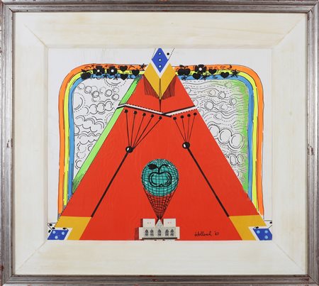 HOLLESCH CARLO (1926 - 1977) La mela in pallone e la cattedrale. 1967....