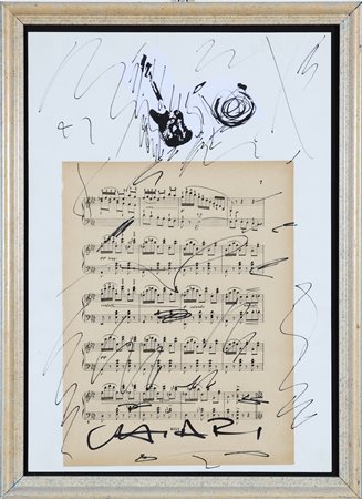 CHIARI GIUSEPPE (1926 - 2007) Senza titolo. Tecnica mista e collage su...