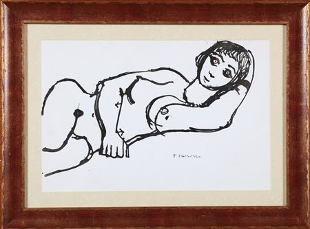 TABUSSO FRANCESCO (1930 - 2012) Figura. China su carta. Cm 45,00 x 30,00....