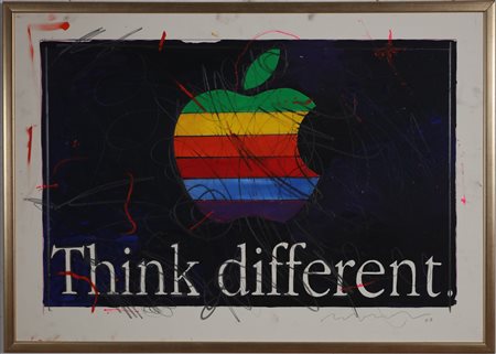 MANERA ENRICO (n. 1947) Think different. 2007. Tecnica mista su carta. Cm...