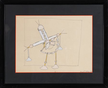 VOLPINI RENATO (n. 1934) Senza titolo. 1979. Tecnica mista su carta. Cm 38,00...