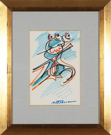 MASTROIANNI UMBERTO (1910 - 1998) Courante. 1996. Tecnica mista su carta. Cm...