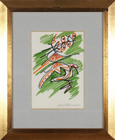 MASTROIANNI UMBERTO (1910 - 1998) Kolo. 1996. Tecnica mista su carta. Cm...