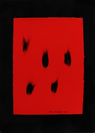 AUBERTIN BERNARD (n. 1934) Papier Rouge Brulé. 2009. Cartoncino bruciato. Cm...