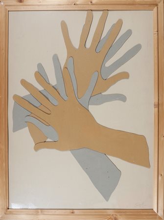 CEROLI MARIO (n. 1938) Applausi. 1980. Tecnica mista su cartone. Cm 72,00 x...